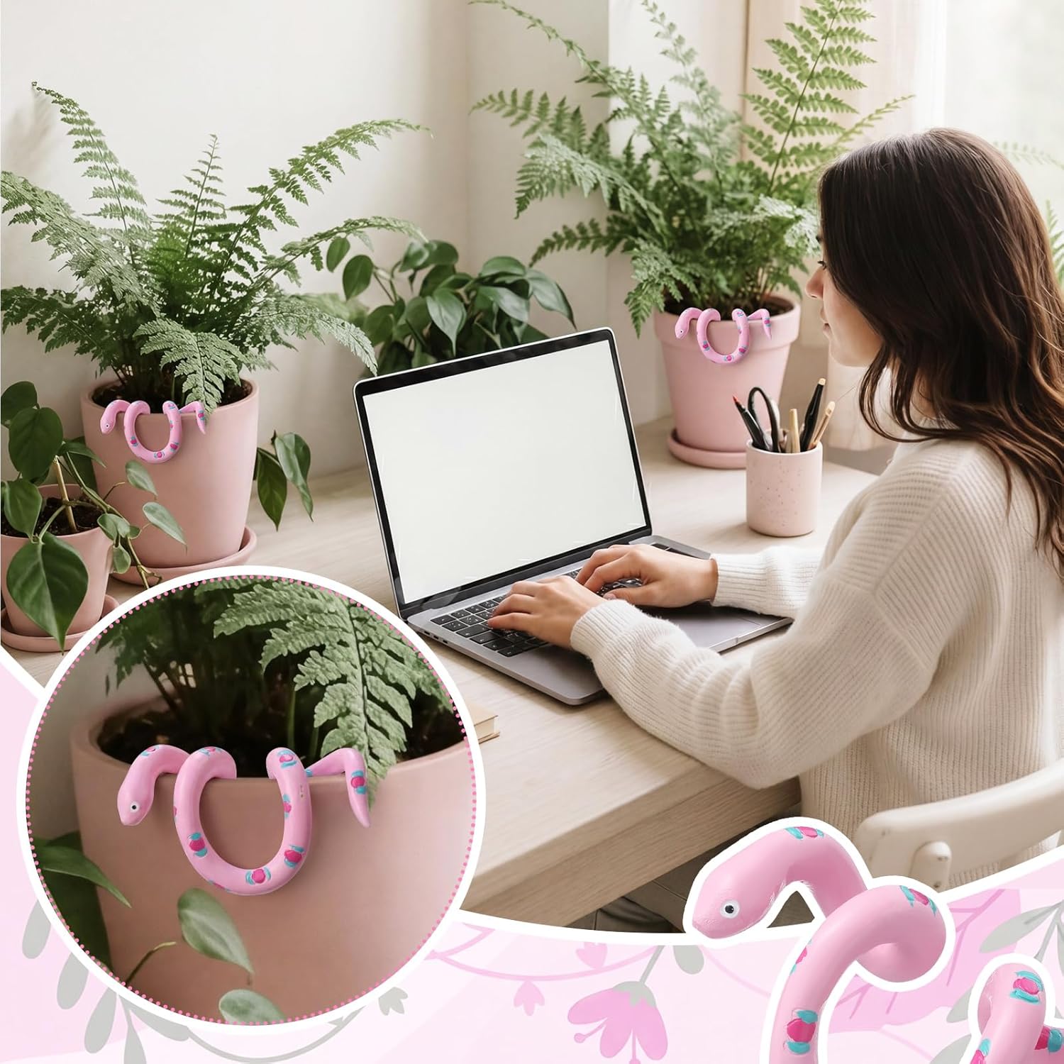 Snake Figurine Pot Hugger Cute Climbing Snake Statue Miniature for Flower Planter Pots Hanger for Garden Fence Balcony Patio Lawn Yard Ornaments Decoration Snake Figurine Pot Hugger Cute Climbing Snake Statue Miniature for Flower Planter Pots Hanger for Garden Fence Balcony Patio Lawn Yard Ornaments Decoration