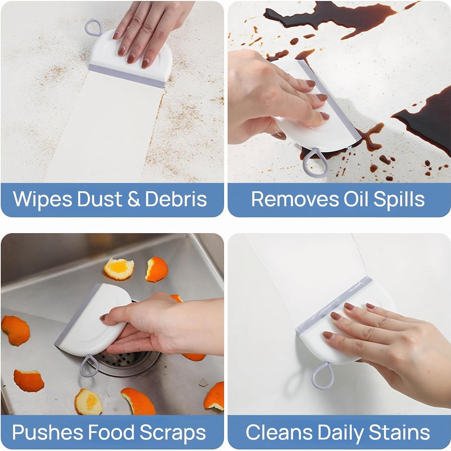 2-Pack Small Squeegee Set, Scratch-Free Cleaning Tool for Shower Glass Doors, Mirrors, Tiles, Countertops, Kitchen, Car, RV Bathroom, Blue