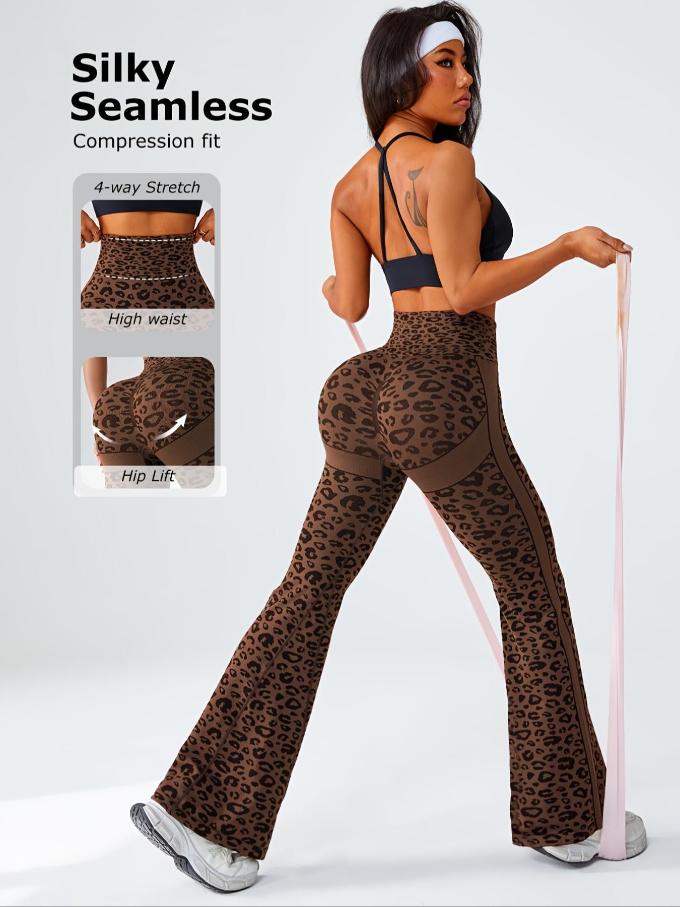 Women's Seamless Leopard Print High-Waisted Yoga Pants, Scrunch Sports Leggings, Tight-Fit Sportswear for All Seasons, Stylish & Comfortable Workout Bottoms