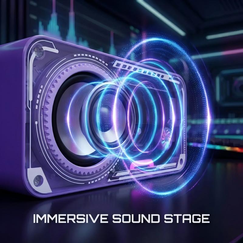 Transparent Mech Wireless Bluetooth-compatible Speaker with Phone Stand, RGB LED Night Light, Portable Stereo Sound System, Long Battery, Perfect Gift