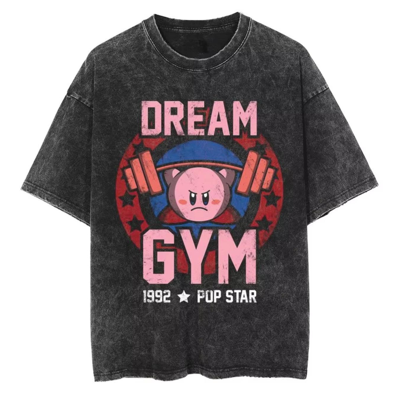 Anime Printed Sports T-shirt Summer Retro Washed T-shirt Super Street Top, Men's and Women's Casual Sports Loose and Comfortable Top
