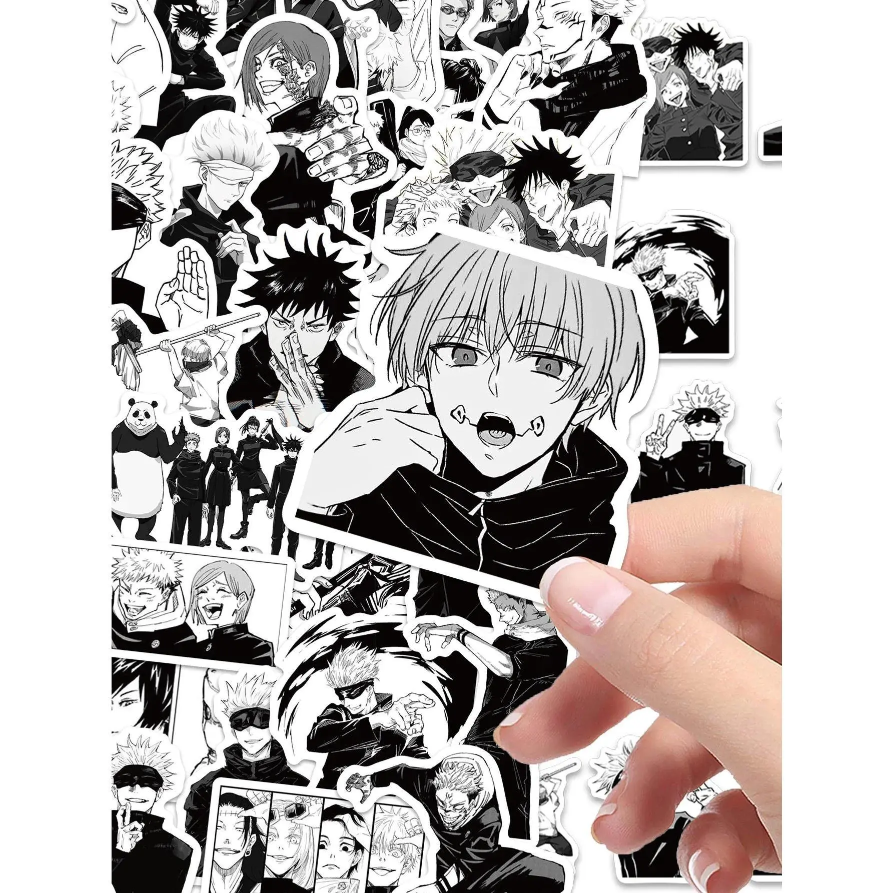 2026 Hot selling toys 50/100PCS anime Jujutsu Kaisen stickers black and white style graffiti stickers DIY car phone laptop skateboard guitar stickers Internet-famous toy