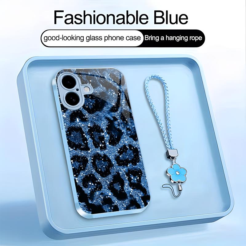 Suitable for [iPhone 16 Plus] high-end women's phone case，a beautiful four-leaf clover lanyard is included🥰,simple yet sophisticated leopard print design, affordable price, available in multiple colors YM99