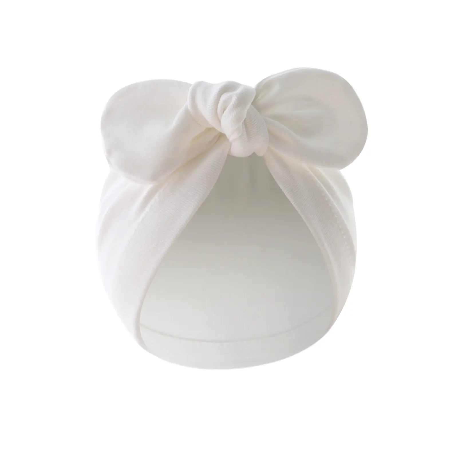 Newborn Baby Girl Bow Hats Preemie Nursery Caps Cotton Ribbed Turban Beanies with Knotted Bow for 3-12M