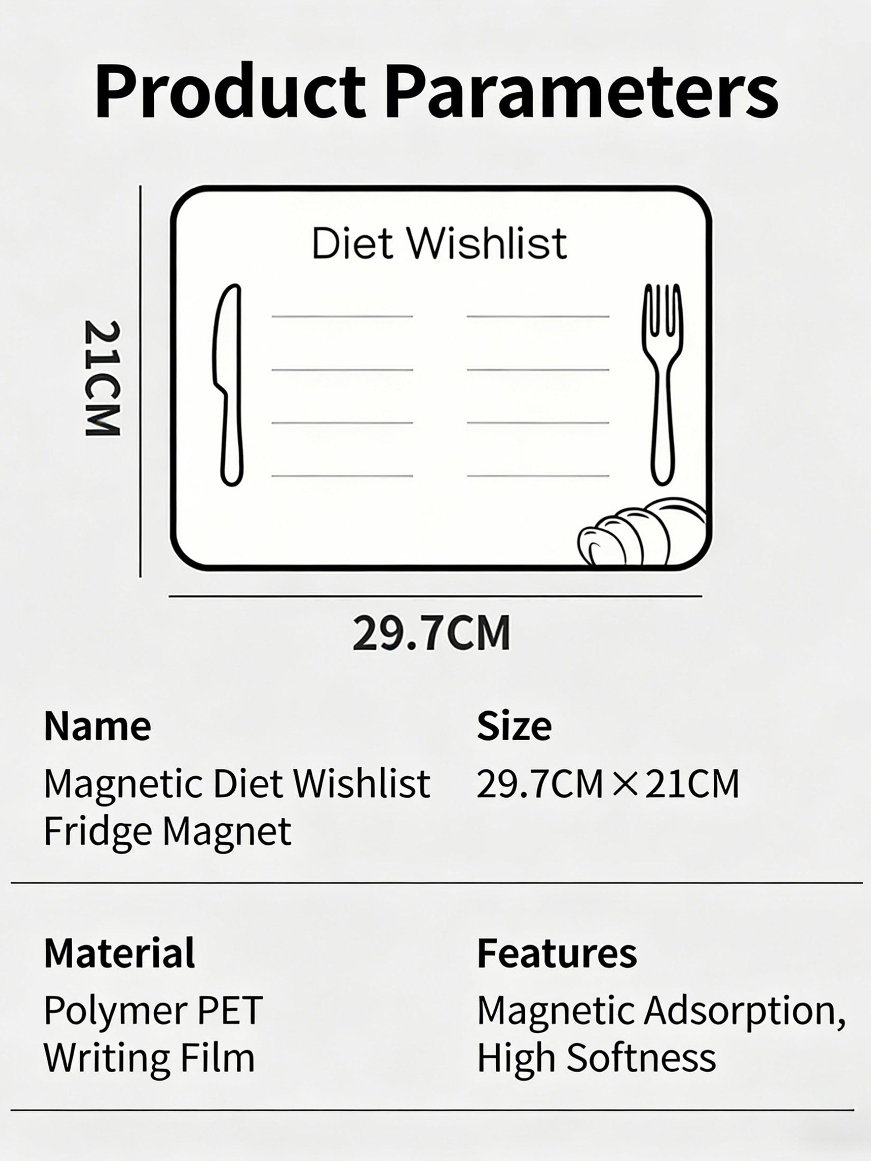 Magnetic Fridge Whiteboard Menu, Daily Shopping List Notebook, Durable Easy Clean, Strong Magnet, Perfect for Recipes Grocery Notes