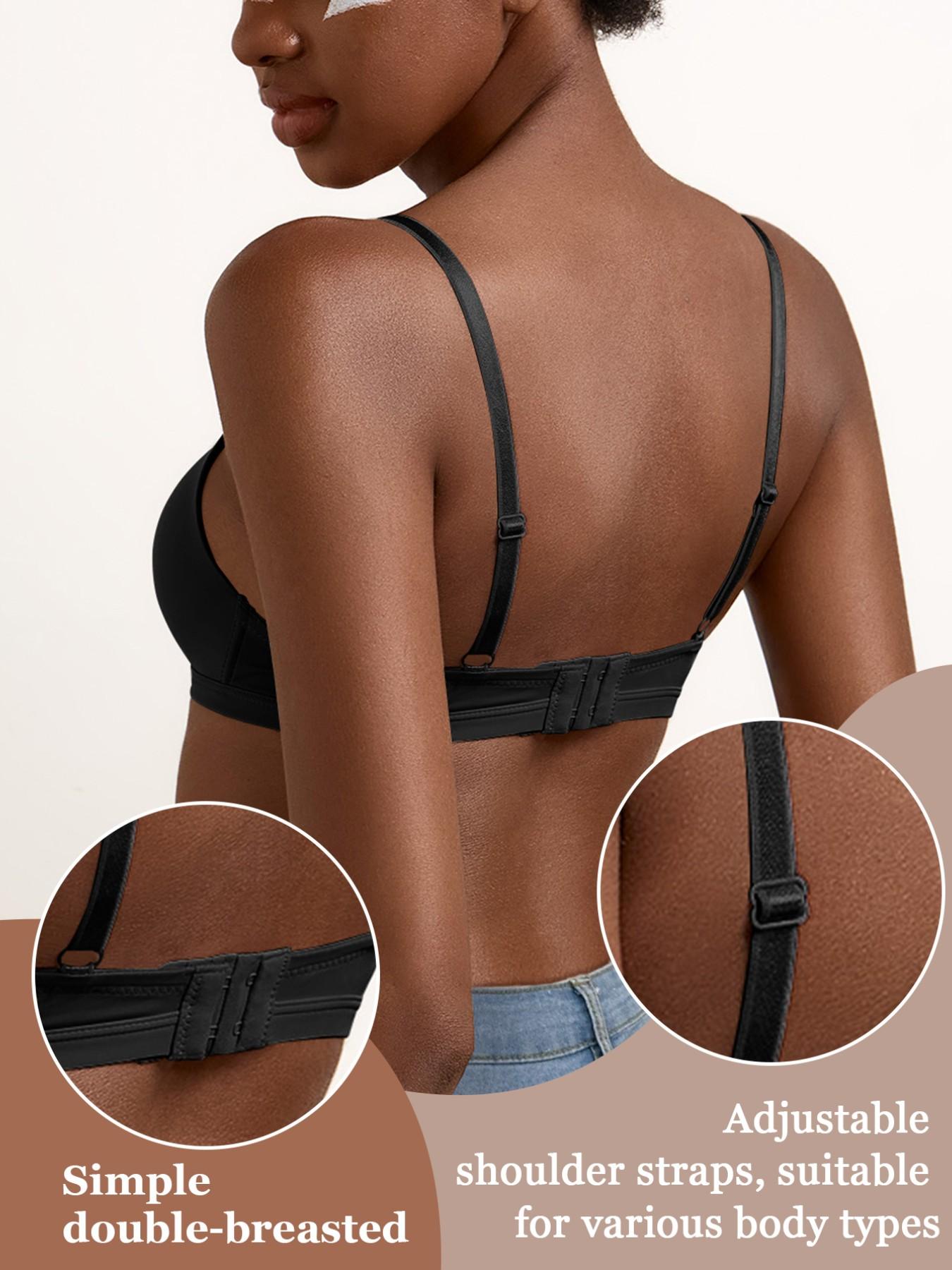 Women's Plain Invisible Seamless Push-Up Bra, Comfortable Breathable Everyday Wear, Medium Support Fitted Underwear, Soft Textured Bra