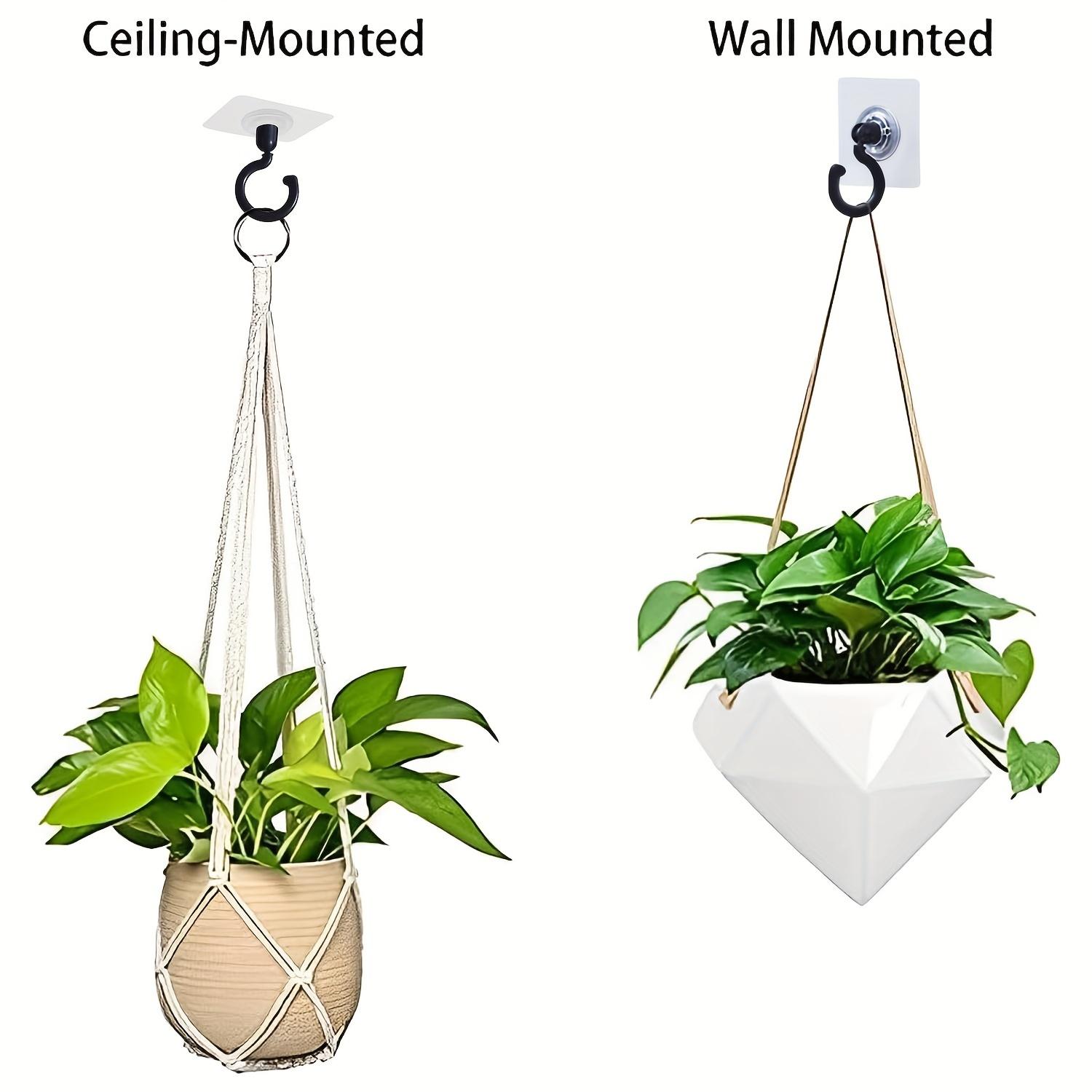 [No Drill] Rotatable Adhesive Ceiling Hooks | 5pcs | Plastic | No Drill, Easy Install | Home & Garden Decor, Hanging Plant Hooks, Plant Hangers | Modern | Self Adhesive Hooks