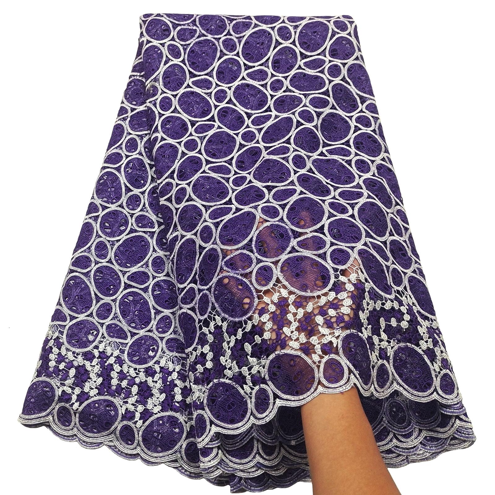 Fashion African Lace Fabric Handcut Sequin Embroidery 5 Yards