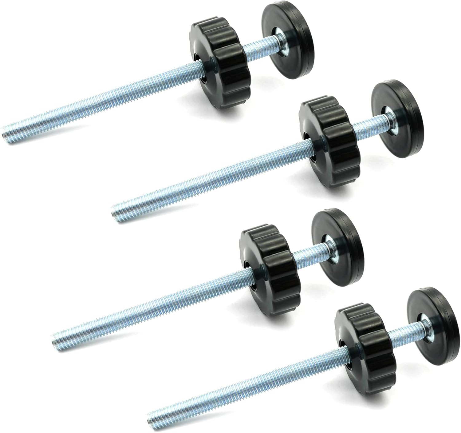 4 Pack 8MM Baby Gate Threaded Spindle Rod, Replacement Hardware Parts Kit for Pet & Dog Pressure Mounted Safety Gates - Extra Long Wall Mounting Accessories Screws Rods Adapter Bolts Black