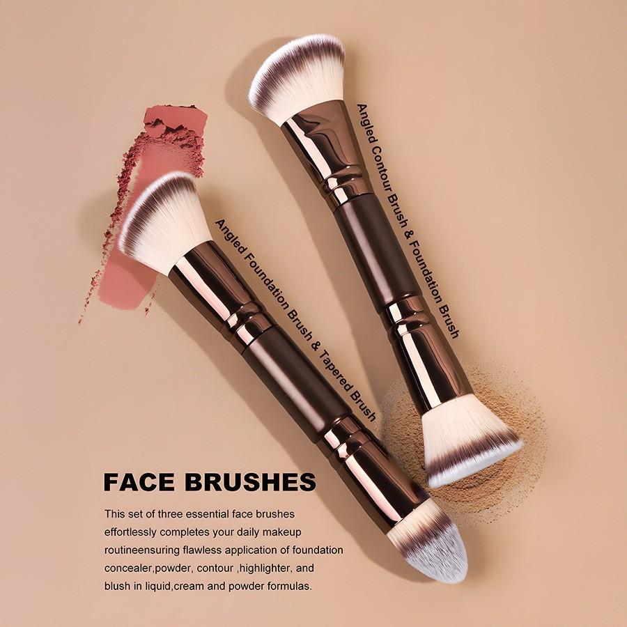 6-Piece Dual-Ended Makeup Brush Set, Cosmetic Brush Set, Two-In-One Multifunctional Foundation Contour Eyeshadow Blush Brushes, Premium Synthetic Hair Beauty Tools