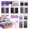 Eyelash Cluster Kit, D-Curl Fluffy Volume Lash Extensions, Dense & Long Set with Bond & Seal, Remover, Tweezers & Brush, Mixed Style Lashes, Volume Eyelashes, Multiple Lengths #GLOBAL PICKS