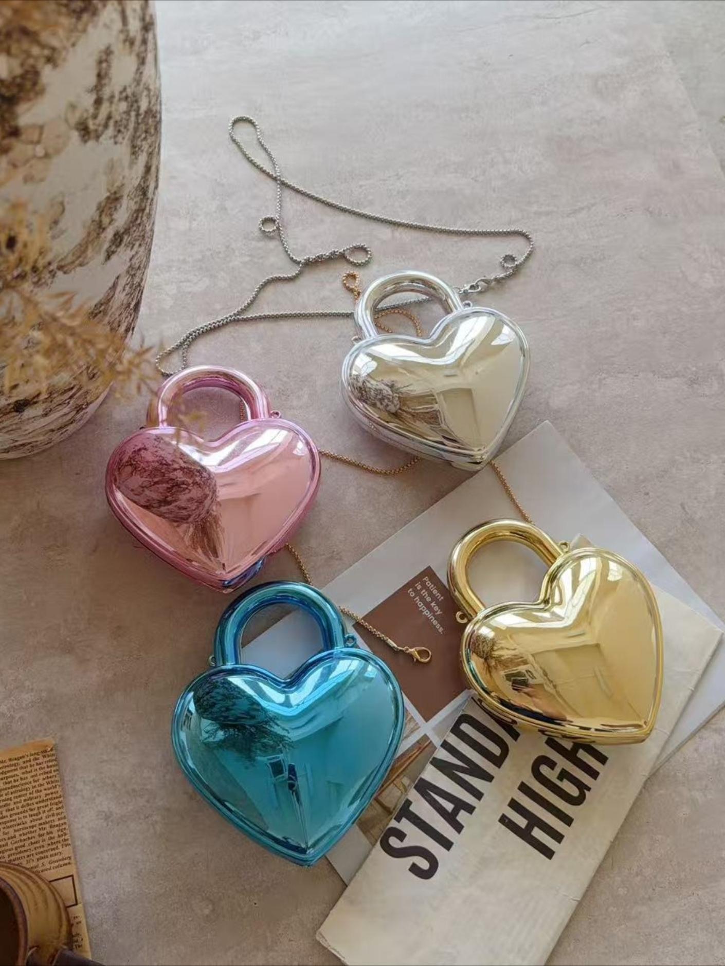 2026 New Acrylic Heart Bag for Women, Unique Trendy Chain Shoulder Crossbody Purse, Versatile Sparkly Small Handbag