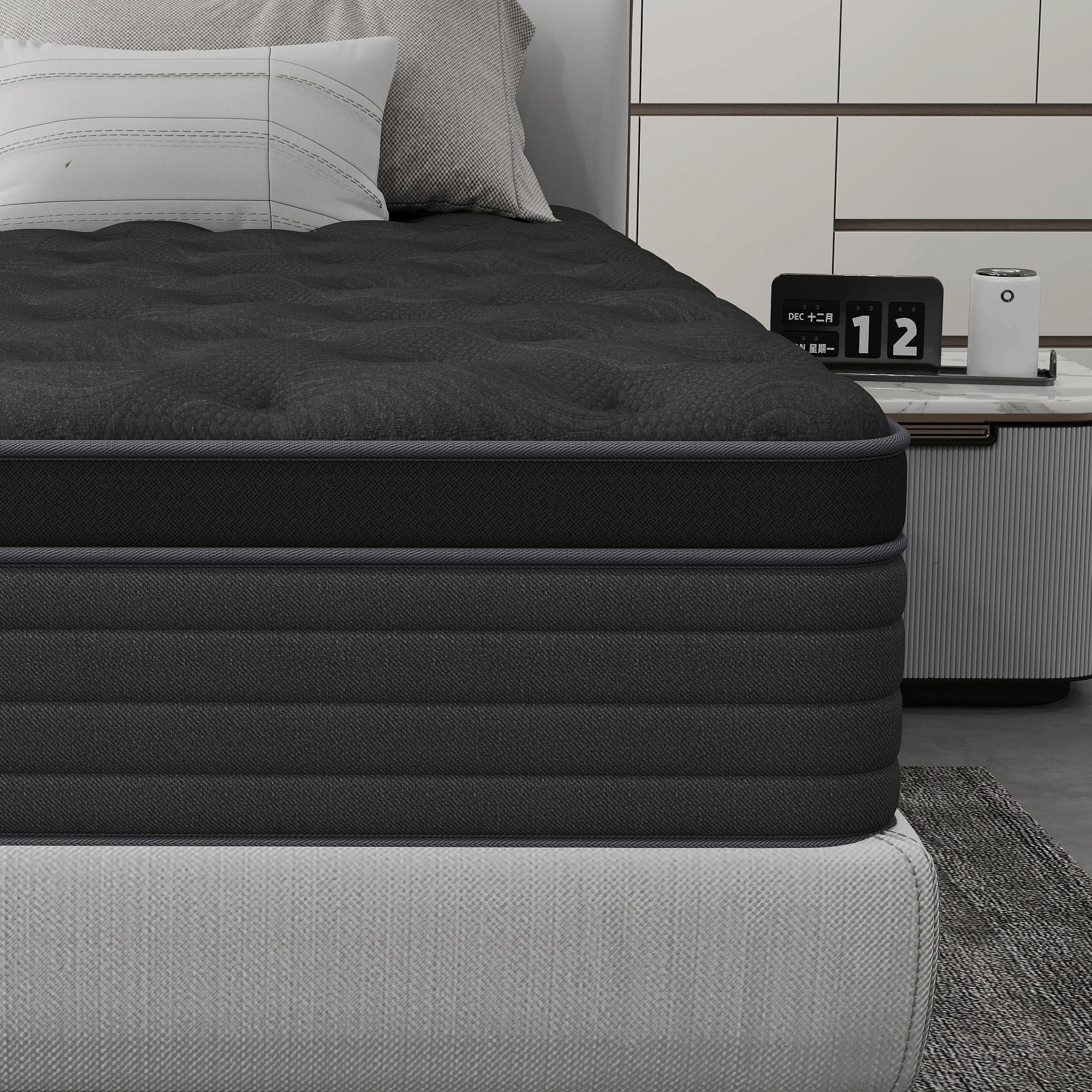 full size mattress 12-inch/14-inch black Mattress, colchones para cama Memory Foam, Pocketed Springs, Suitable for Homes and Hotels, Delivers a Comfortable and Supportive Sleeping Experience.Twin\King queen size mattress memory foam mattress