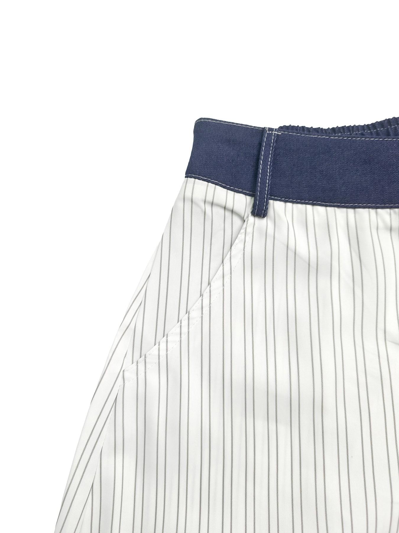 High-Waisted Loose Fit Oversized Pants, Street Fashion Trousers, Colorblock Pocket Patchwork Striped Tie Waist Adjustable Long Pants, Stylish, Comfortable and Casual Fashion Bottoms