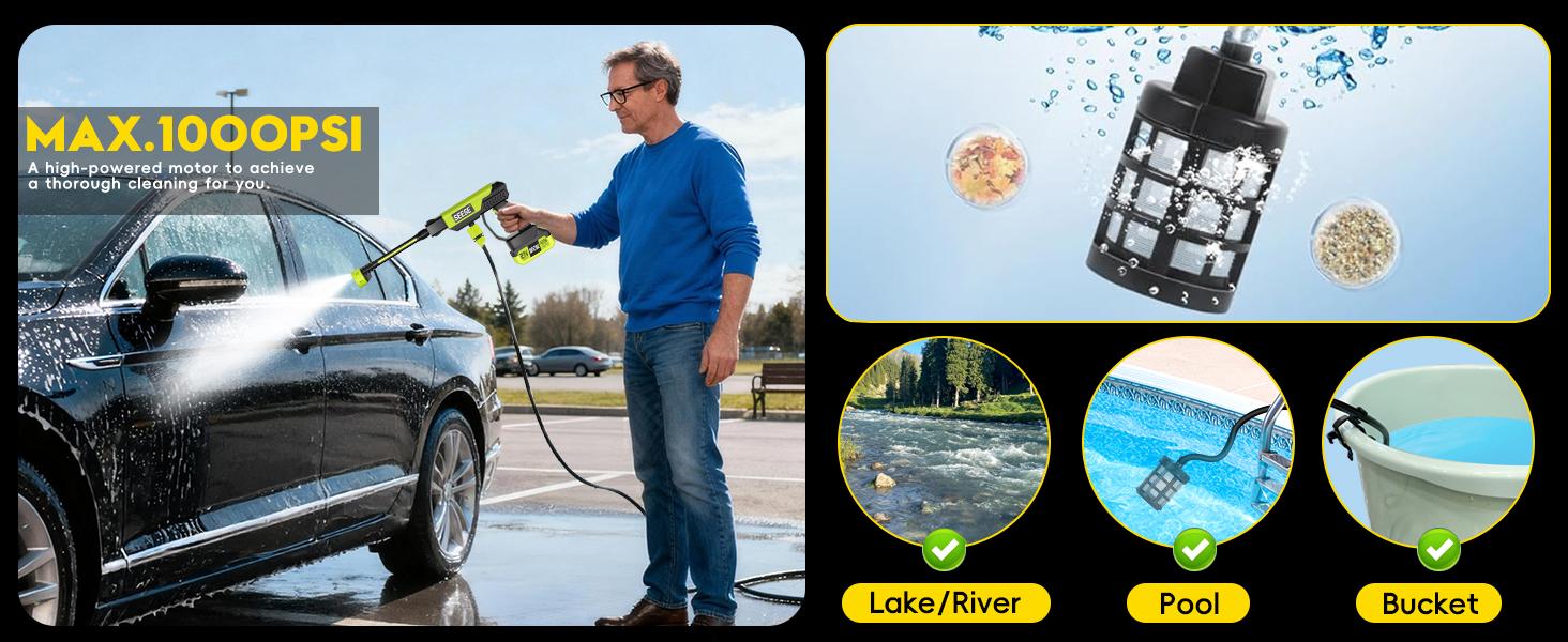 【FathersDayGift】SEESE Cordless Pressure Washer and Single Port Charger Base, Bottle Portable Washer for Car,Home Cleaning & Garden Watering fathersdaygift 【FathersDayGift】SEESE Cordless Pressure Washer and Single Port Charger Base, Bottle Portable Washer for Car,Home Cleaning & Garden Watering fathersdaygift