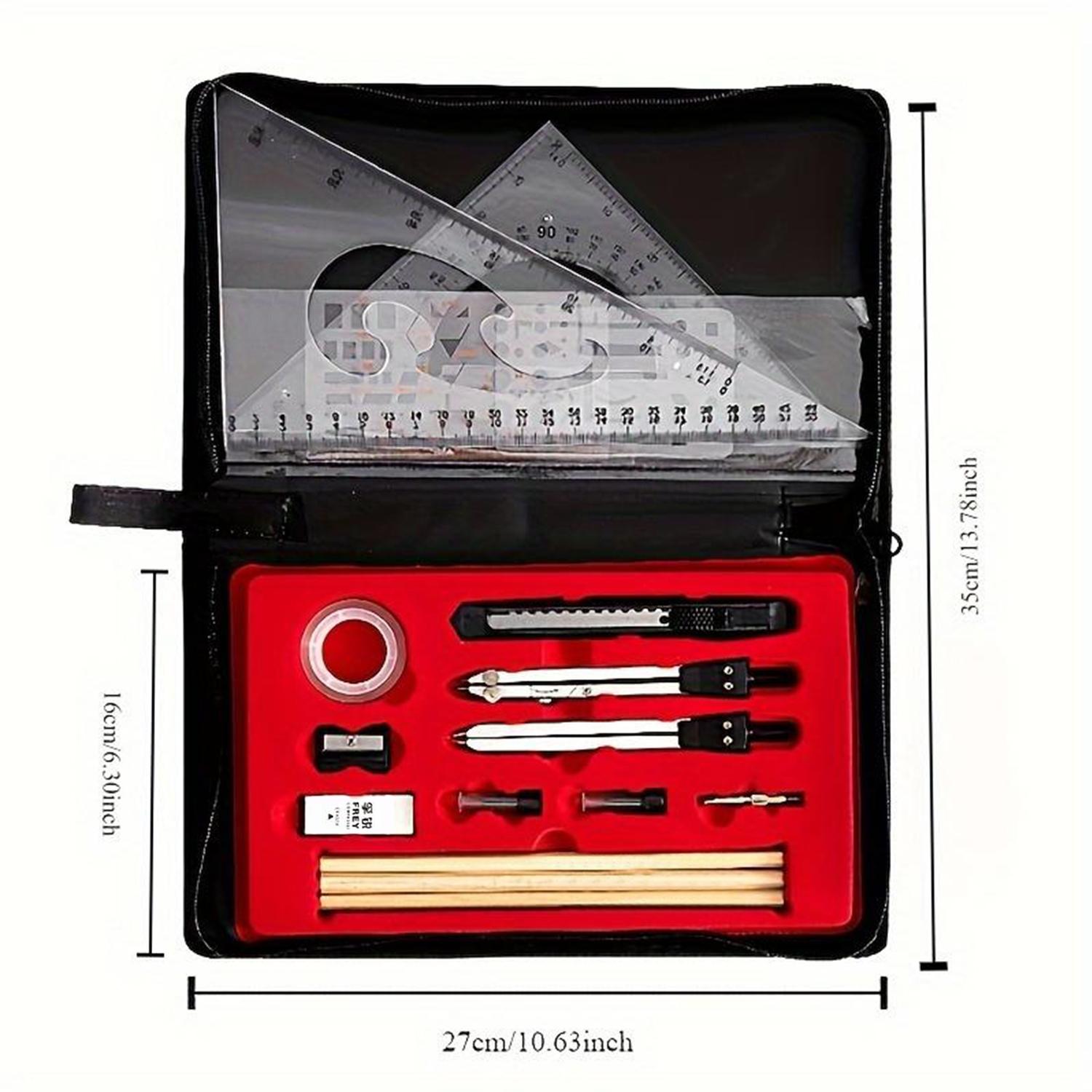 Professional Drawing & Drafting Tool Set, Precision Geometry & CAD Tools Suitable for Students and Engineers, Versatile Measuring Instrument Kit for Educational & Architectural Drafting