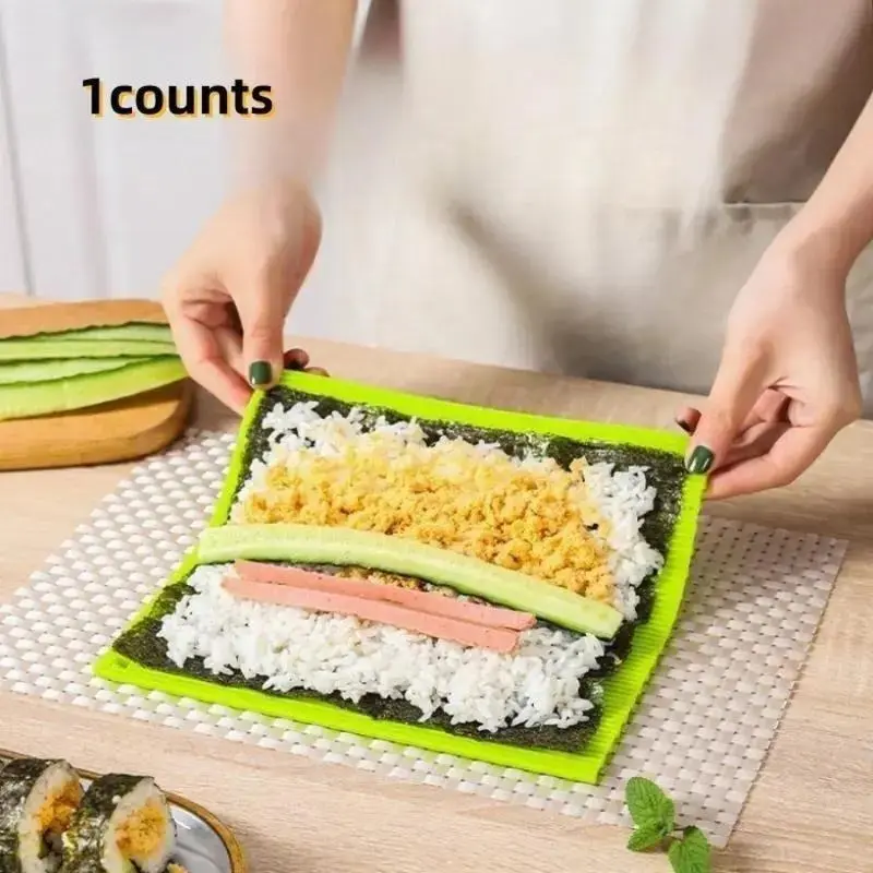 High-Quality Synthetic Silicone-Rubber Sushi Rolling Mat - Portable Cooking Tool with Flexible Surface, Flexible Grip, Non-Stick Design, Easy Rinse Clean, Durable for Home, Camping Use