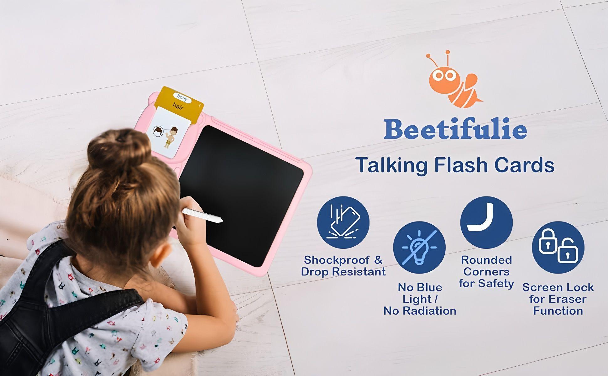 KIDGENIUS  Spanish & English 510 Vocabulary Words Portable LCD Screen Early Learning Gift for Kids Dual Grammar System Interactive Drawing Fun Multifunctional Toy for Autism Therapy - Talking Flash Cards