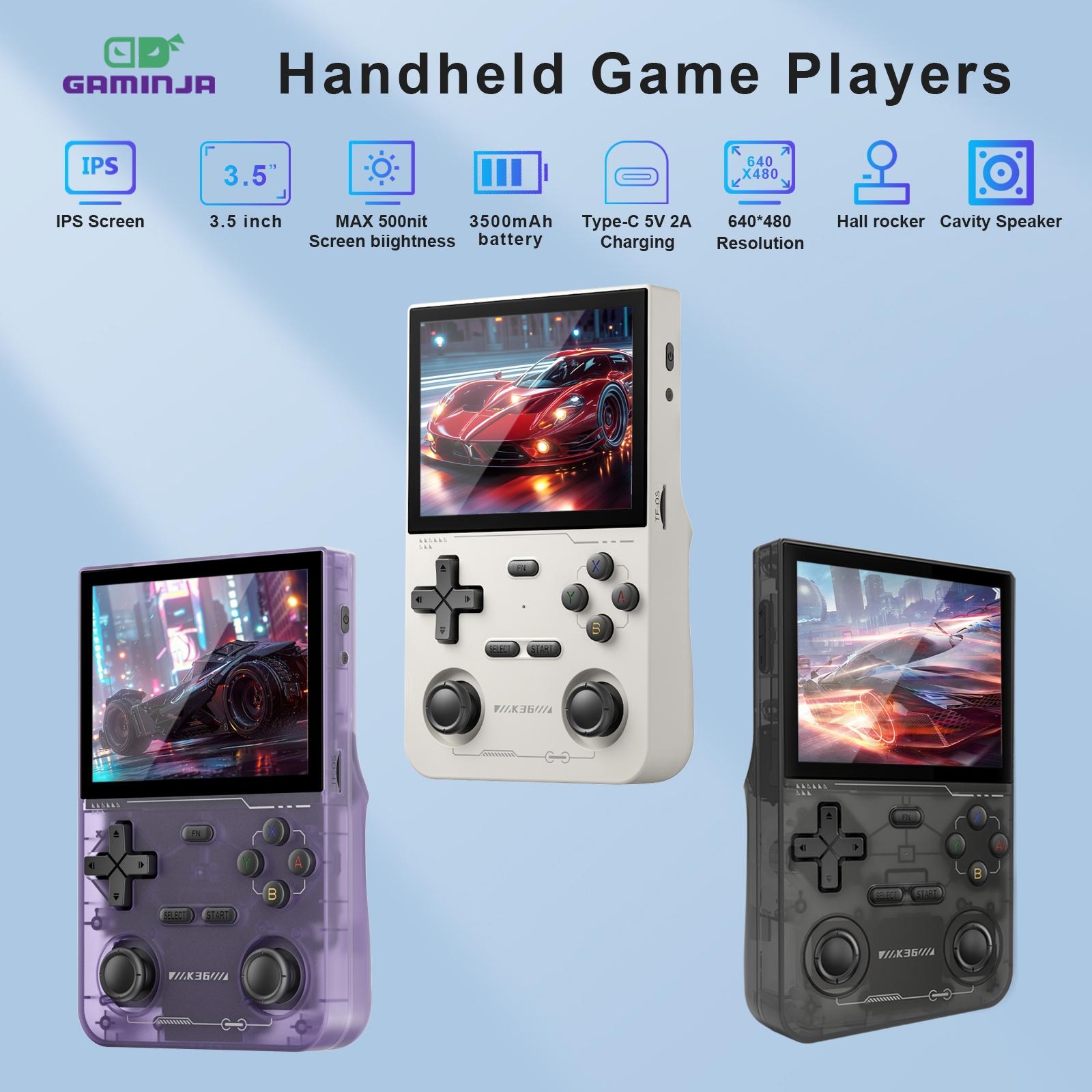 YLW GAMINJA K36 Portable Handheld Game Console, 3.5 Inch HD IPS Screen Handheld Retro Game Player, Rechargeable Gaming Device with 16000+ Games & 20+ Simulators