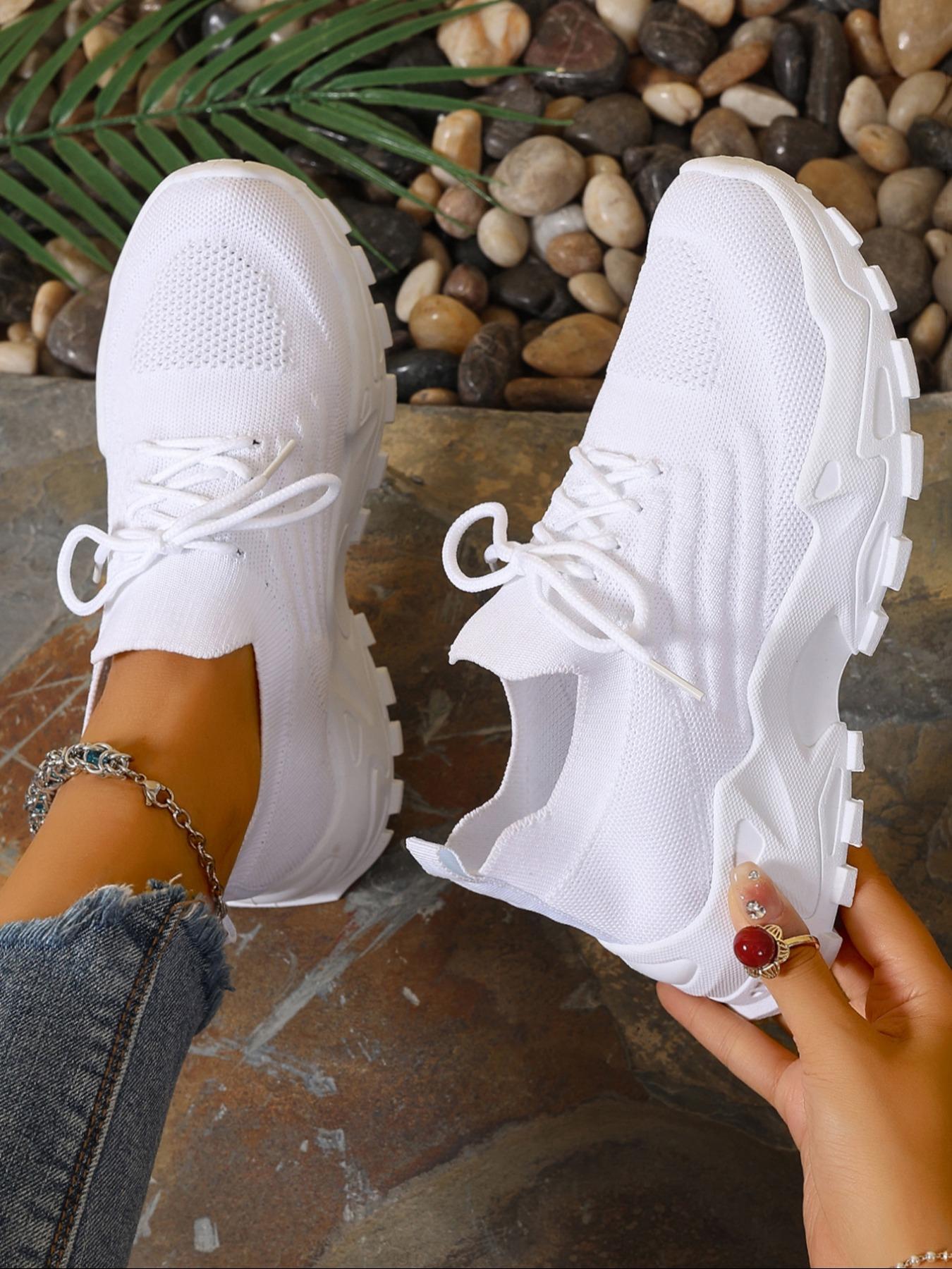 Women's Fashionable Lace Up Low Top Sneakers, Casual Comfortable Sports Running Shoes, Lightweight Breathable Sneakers for Daily Wear, Outdoor Sneakers, Jogging Shoes, Workout Sneakers, Casual Running Footwear