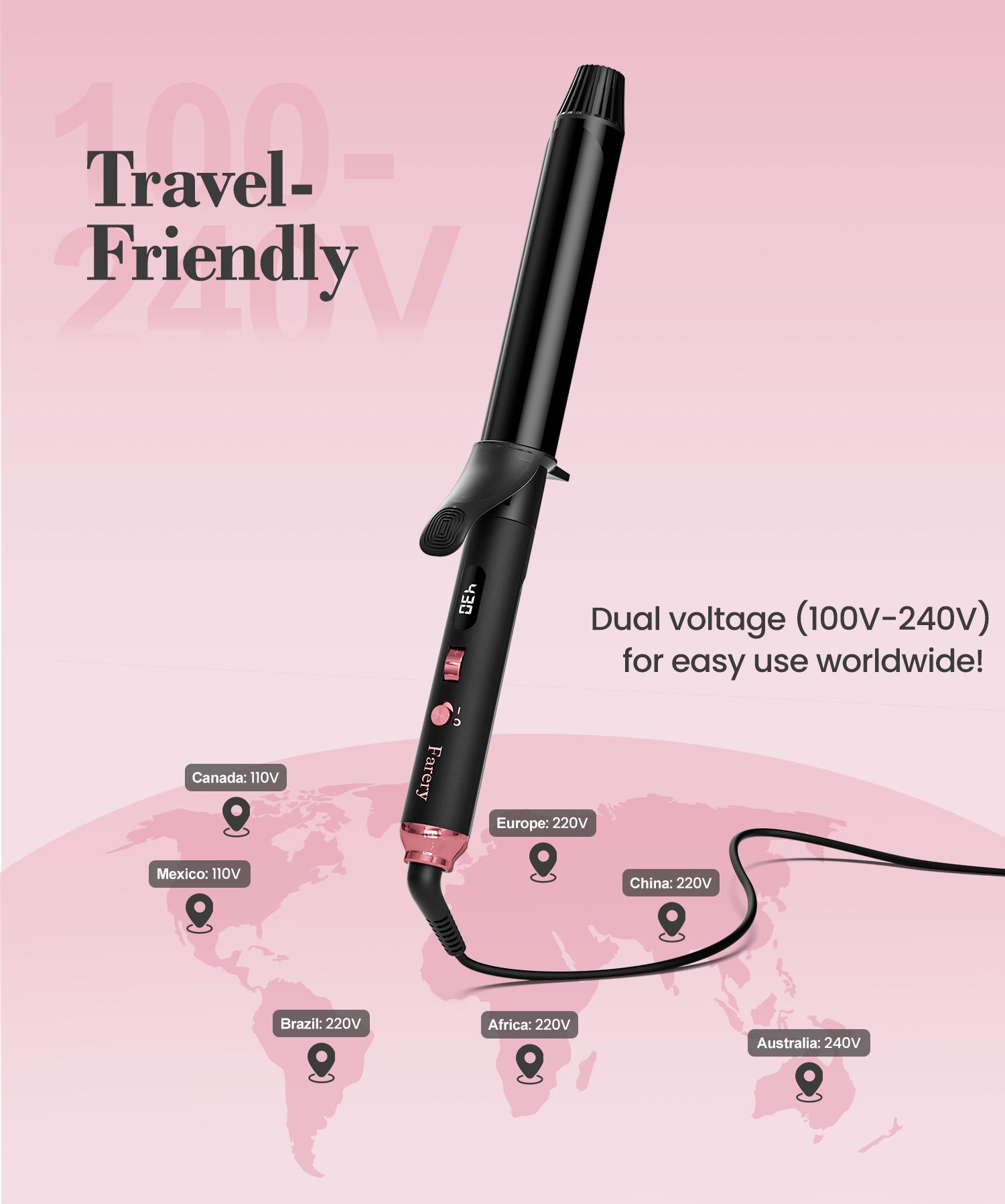Farery Long Barrel Curling Iron 1.25 inch, 11 Adjustable Temp, Include Clips & Silicone Pad, Comfort
