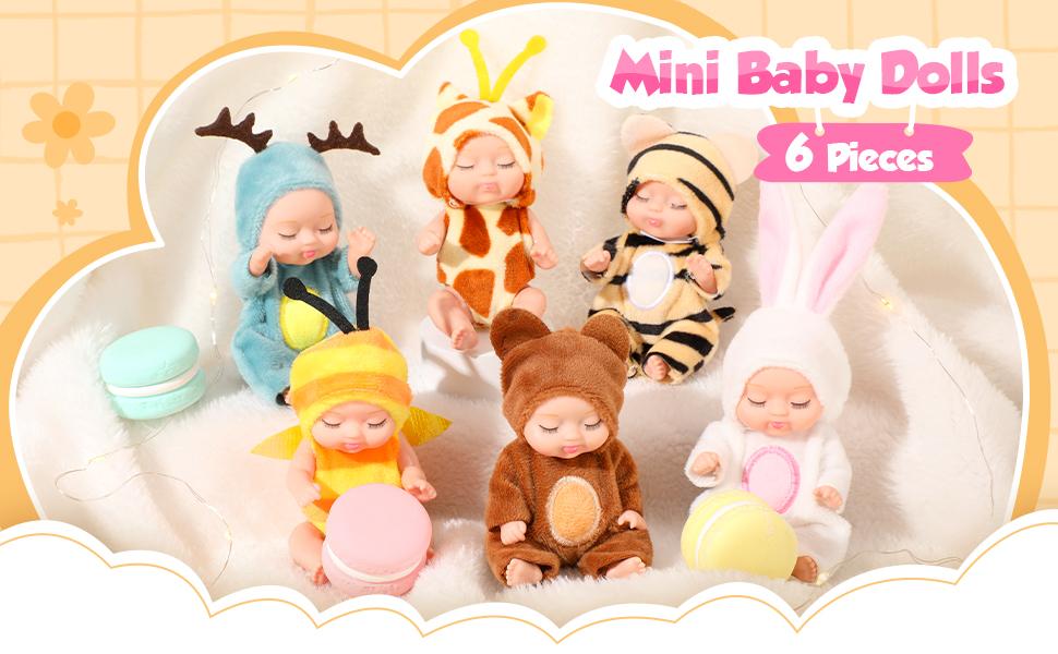 6/10 Pcs Mini Easter Reborn Cute Black Reborn for Easter Basket Stuffer Realistic Animal Dolls Fairy Princess Doll for Girls Party Exchange Gift Idea Birthday Party Gift Creative Holiday Party Supplies Emotional Companionship Gift