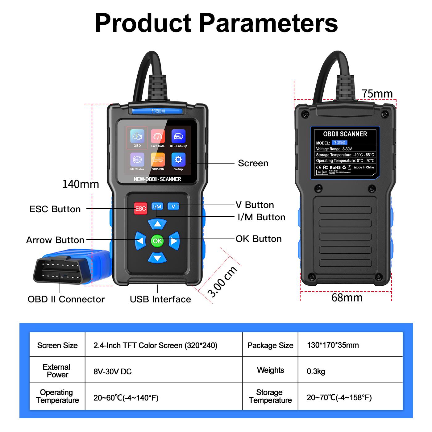 2025 New Powerful OBD T200 Scanner Diagnostic Tool - Engine Code Reader, Full 0BD2 Function, Reset, Mode 6 & 8, OBDI/EOBD Vehicles 2025 New Powerful OBD T200 Scanner Diagnostic Tool - Engine Code Reader, Full 0BD2 Function, Reset, Mode 6 & 8, OBDI/EOBD Vehicles