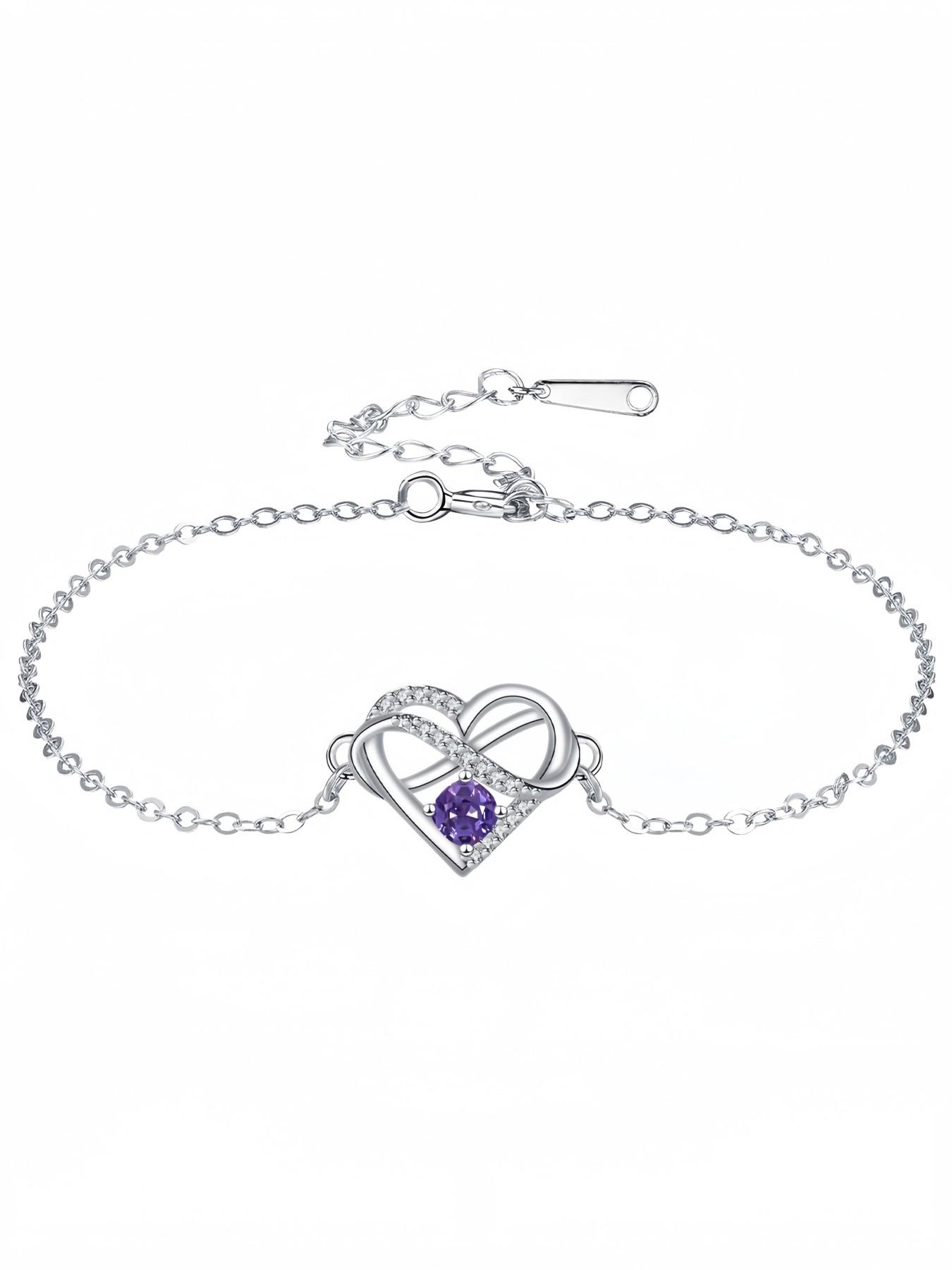 Infinite Heart Crown · Amethyst Bracelet Rhinestone heart infinity bracelet, luxury and fade-resistant.Paired with a purple preserved rose gift box.Perfect gift for birthdays, Mother’s Day and Valentine’s Day.