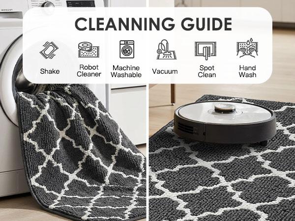 Non Slip Washable Carpet Runner, Dirt Trapping Hallway Rug with Rubber Backing for Entryway Kitchen Laundry Room