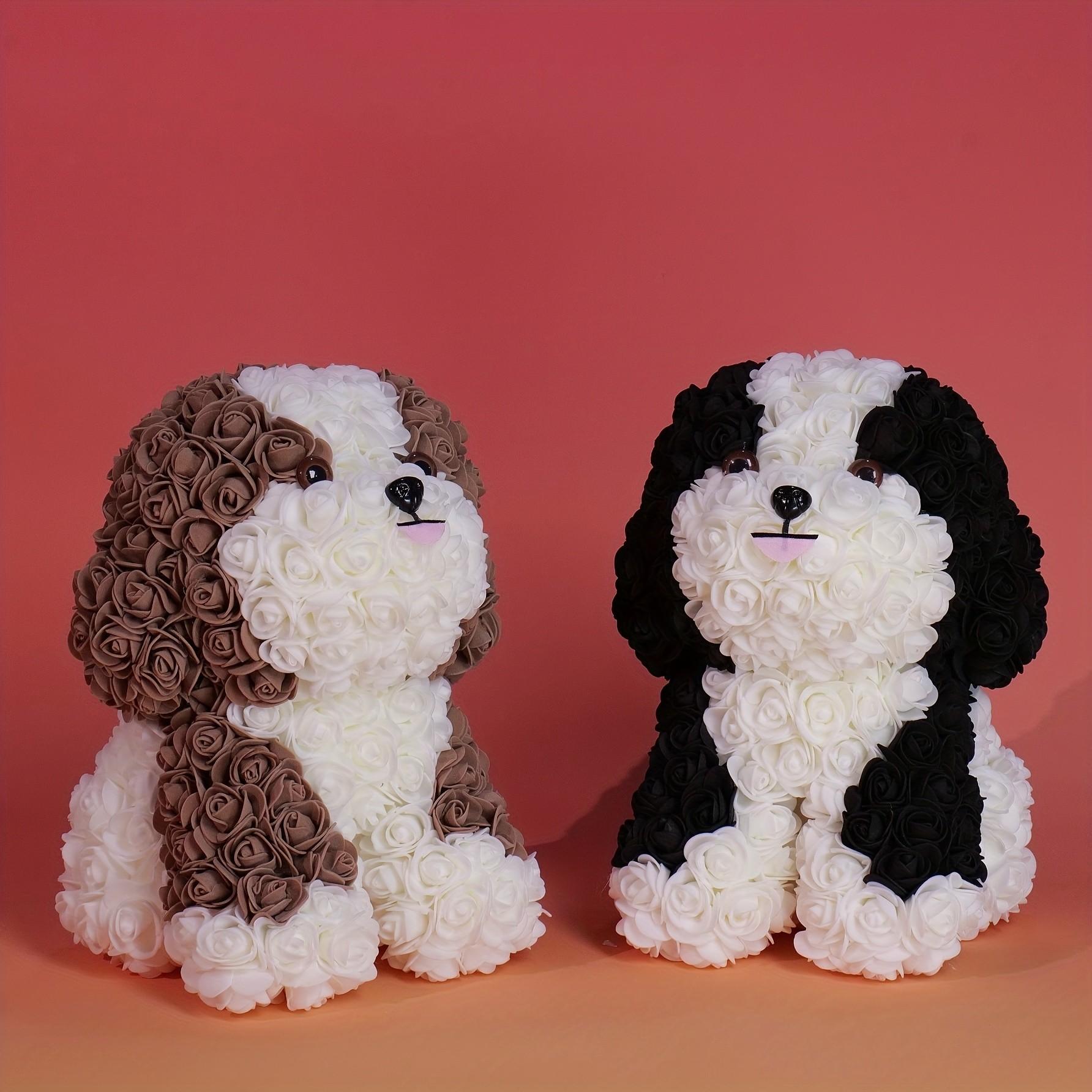 Cute Rose Flower Dog Ornament, 30cm Decorative Accessory for Home Decoration & Party Gifts, Perfect Gift Idea for Any Occasion