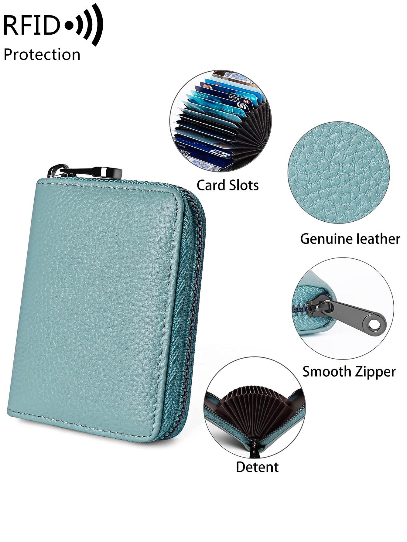 Men's Leather Wallet with RFID Blocking, Stylish Credit Card Holder, Secure and Fashionable Design, Ideal for All Seasons, Zipper Card Holder