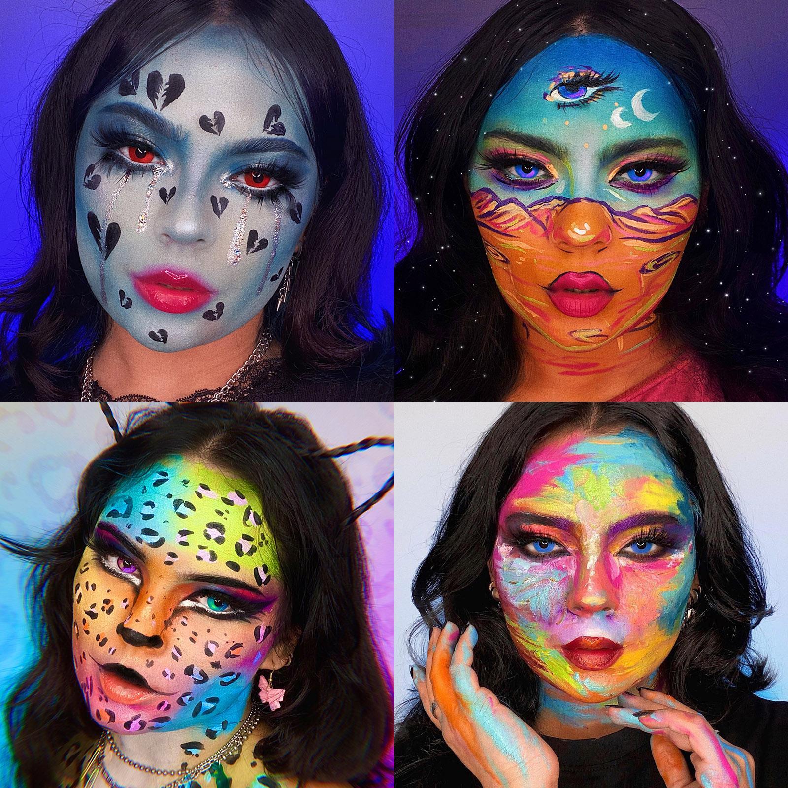 Colorful Festival Party Halloween Christmas Carnival Face Makeup Set, Beauty Cream, Single Item, No Alcohol or Aerosol, Any Skin Tone