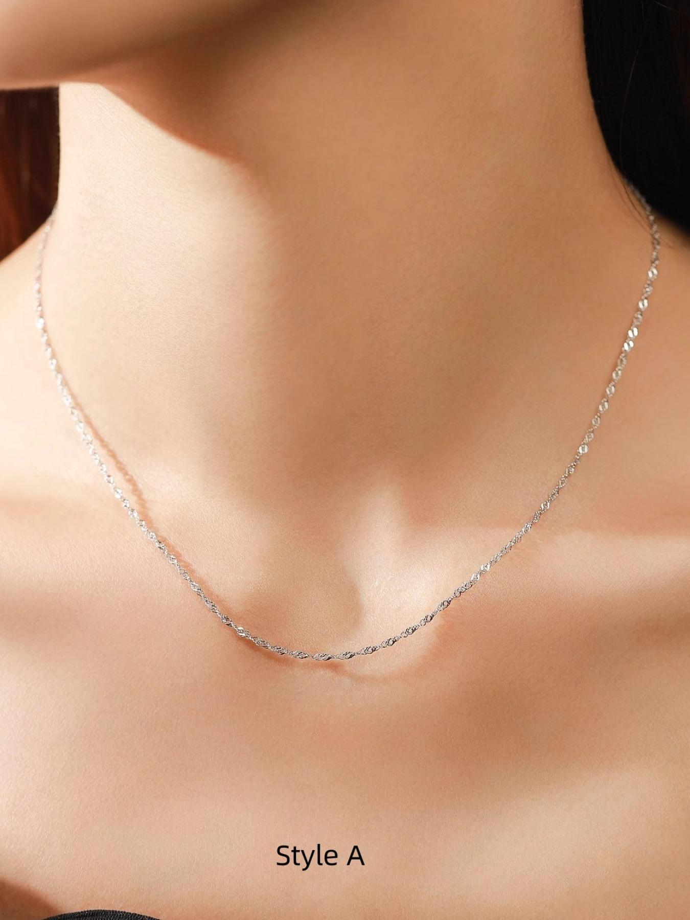 925 Sterling Silver Elegant Chain Necklace, Fashion Jewelry for Party, Daily Clothing Decor, Trendy All-match & Exquisite Jewelry for Birthday Gift, Cuban Chain, Cuban Chain Link