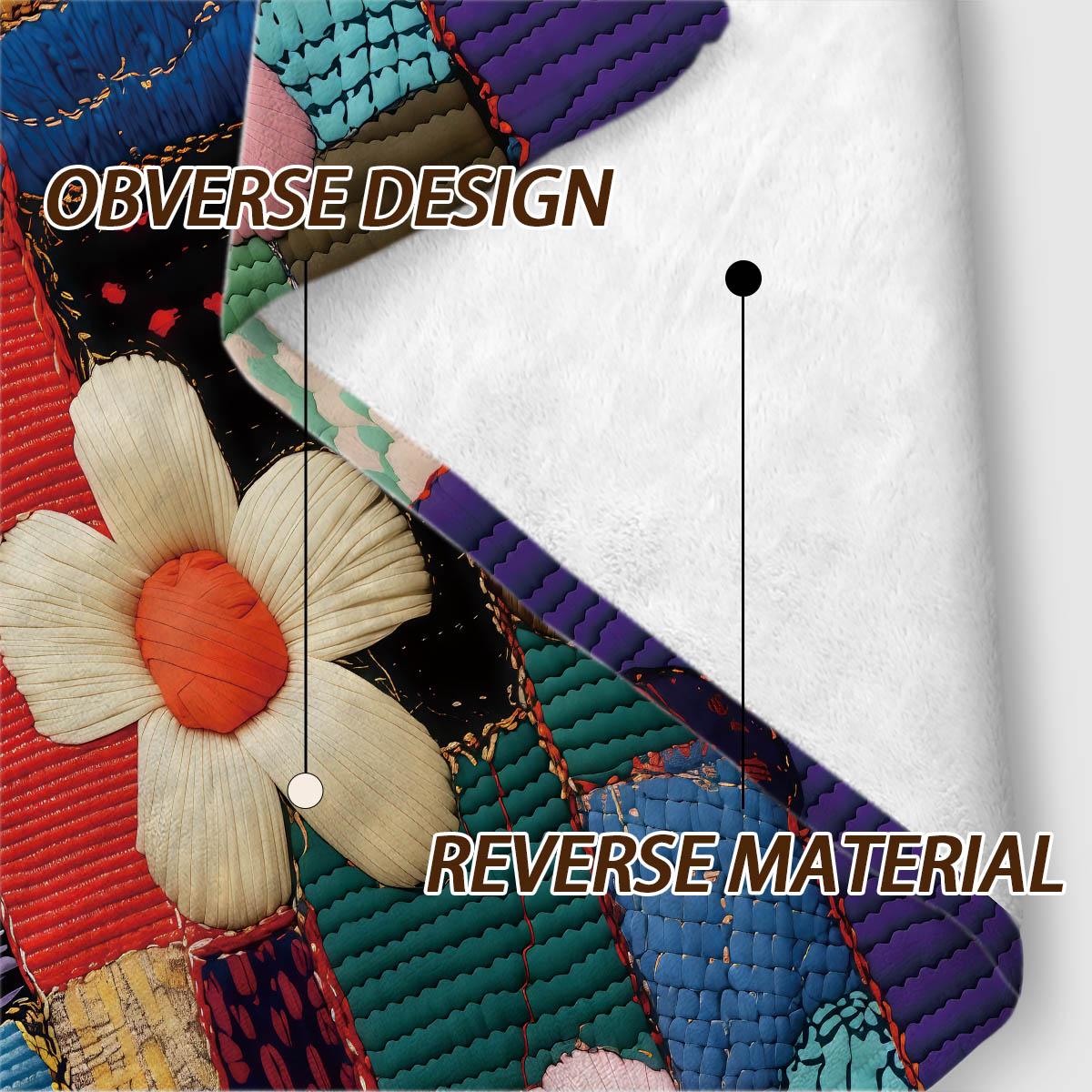 Simple Patchwork Print Blanket, Soft Flannel, Breathable and Warm, Bedroom Decor, Gift, Pet Blanket, All Seasons