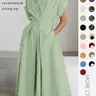Women's Solid Color Woven Collared Shirt Dress, Basic Casual Short Sleeve Dress for Summer, Ladies Clothes for Daily Wear, Womenswear Fit, Piece, Buttoned Dress, Casual Minimalist Fashion