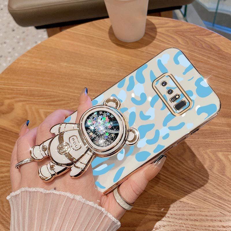 Note 8 Fashion Series Pearl Strap Lanyard Phone Holder Case For Compatible With Samsung Galaxy Note 8 Plating Cover and Elegant Blue Luxury Leopard Print Little Bear Protector Cases