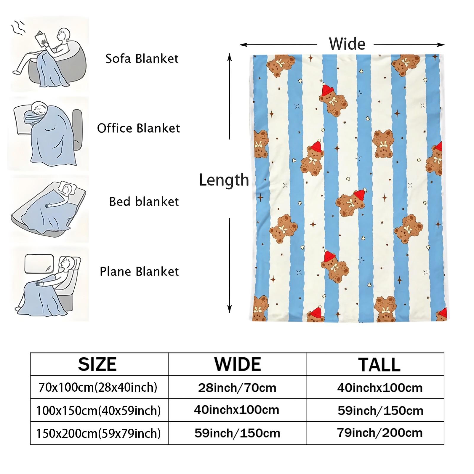 Cartoon Teddy Bear Print Blanket. Soft and Adorable Bear-Print Flannel Blanket Suitable for Bedrooms, Sofas, Living Rooms, and Outdoor Use. Soft and Skin-Friendly the Perfect Gift