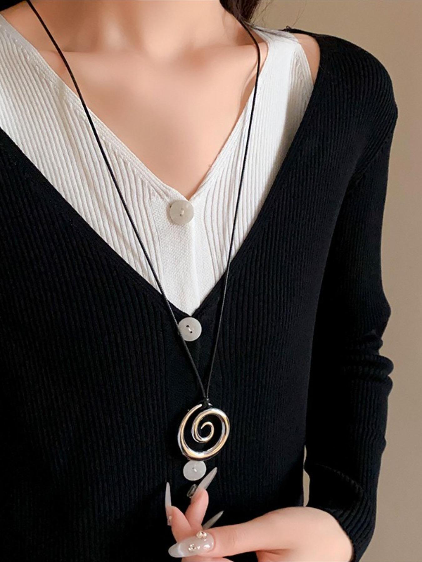 1 Piece of Fashionable Metal Spiral Pendant Necklace, Women's Necklace, Simple and Casual, Versatile, Party, Daily Commuting Necklace