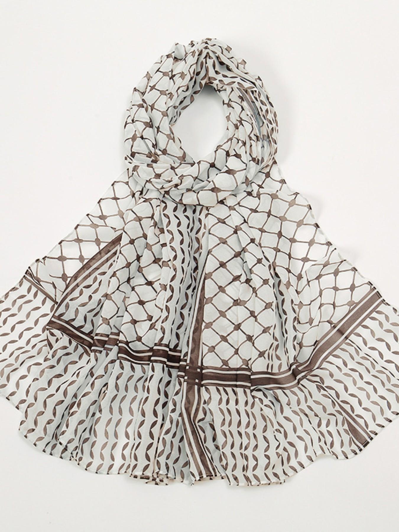 1pcs Bestselling New Pearl Chiffon Print Women's Headscarf, Dubai Turkish Palestine Arab Scarf, Fashionable and Stylish Accessory