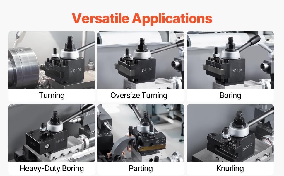 fathersdaygift  VEVOR Quick Change Tool Post Set, 8 Pcs, Includes Lathe Tool Holders, Wedge Type Tool Post with Turning Tool Holder Accessories, Fit for Mini Lathe Metal Lathe 6-12 Swing, Durable Steel Material