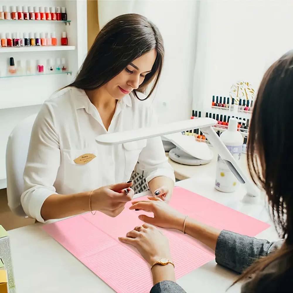 50 Pieces Disposable Apron Bed Sheet Cloth, Tablecloth Cleaning Pad, Manicure Desk Mat, One-Use Cleaning Pad, Manicure Tool, Thin Paper