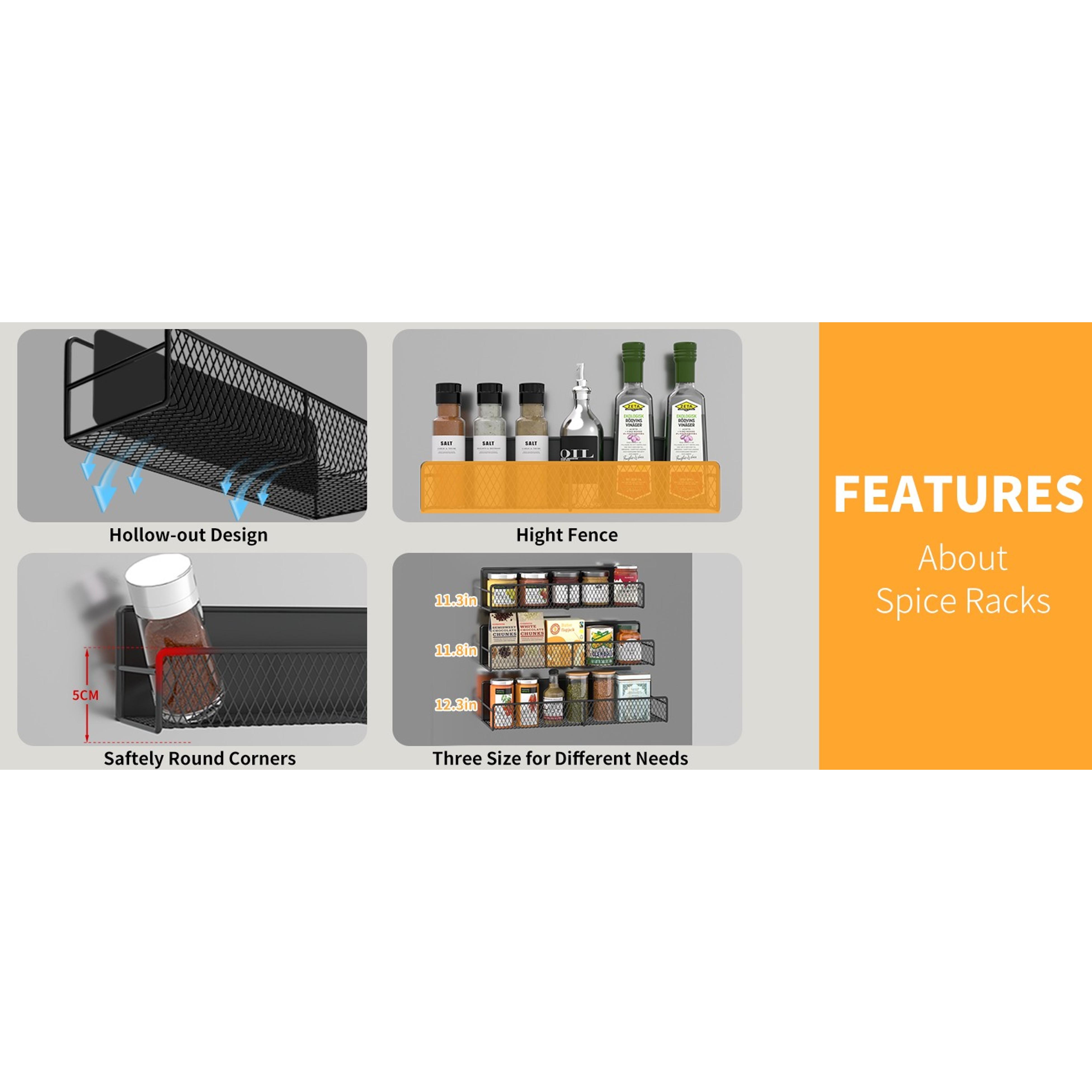 Magnetic Spice Rack for Refrigerator, 7 Pack Metal Magnetic Shelf, Moveable Magnetic Storage Fridge Organizer, Spice Organizer, Hook Rack, Paper Towel Holder, Utensils Holder, Cutting Board Holder