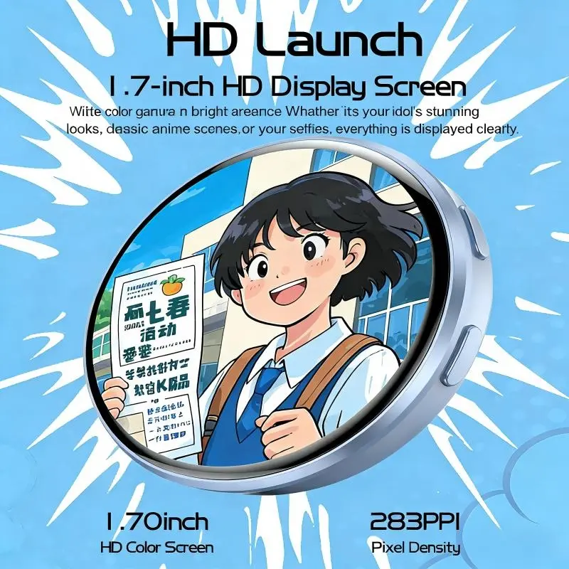 Cyber Electronic Bar Smart Network Badge 1.7-inch HD Screen Compact Anime Electronic Badge | Dynamic Display GIF/Video Badge Anime Theme