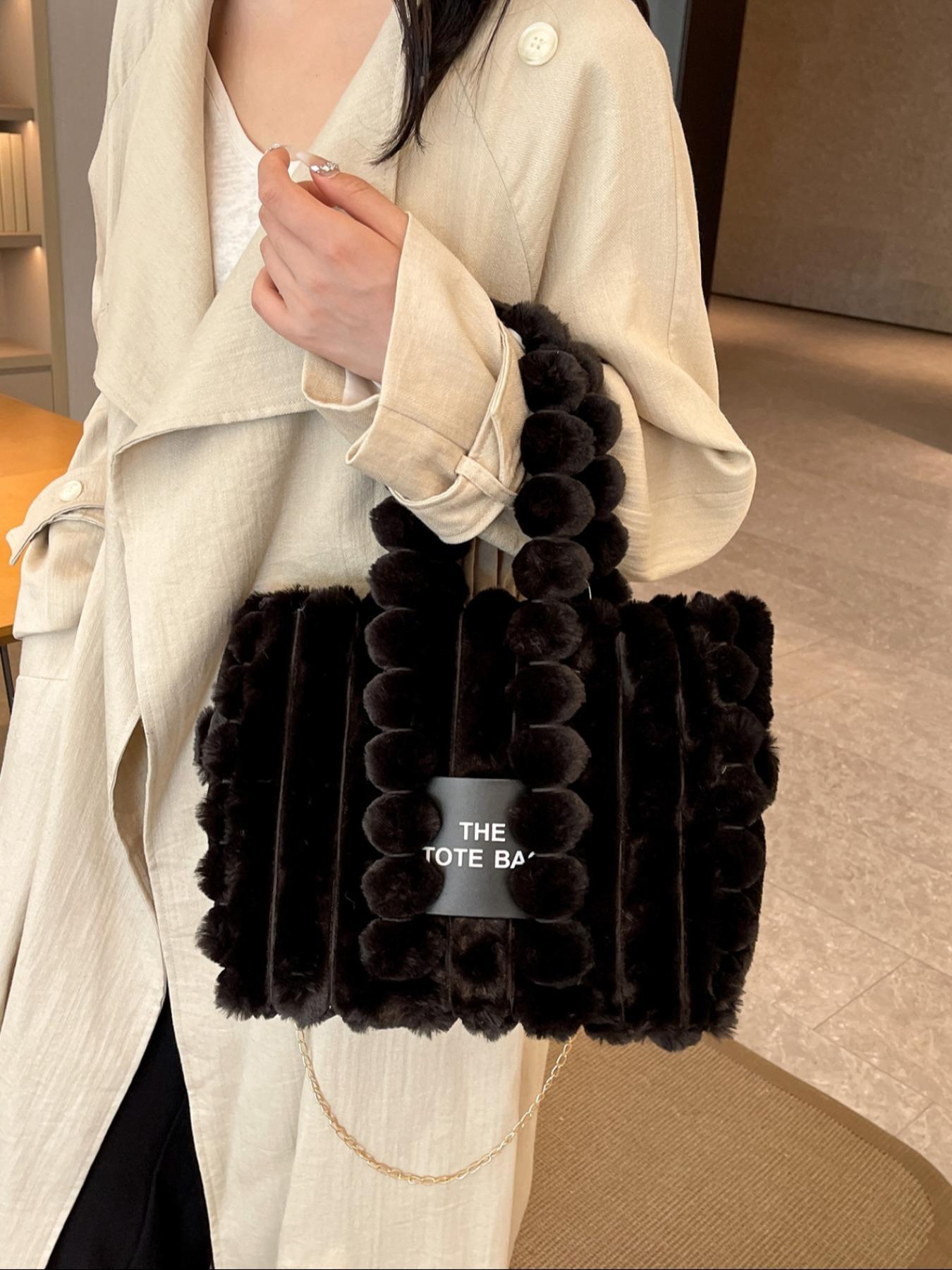 Plush Satchel Handbag for Women, Fall & Winter Fashion Accessory, Soft Plush Design Ideal Gift, Daily Use Casual Style Bag, Handheld Bag Purse