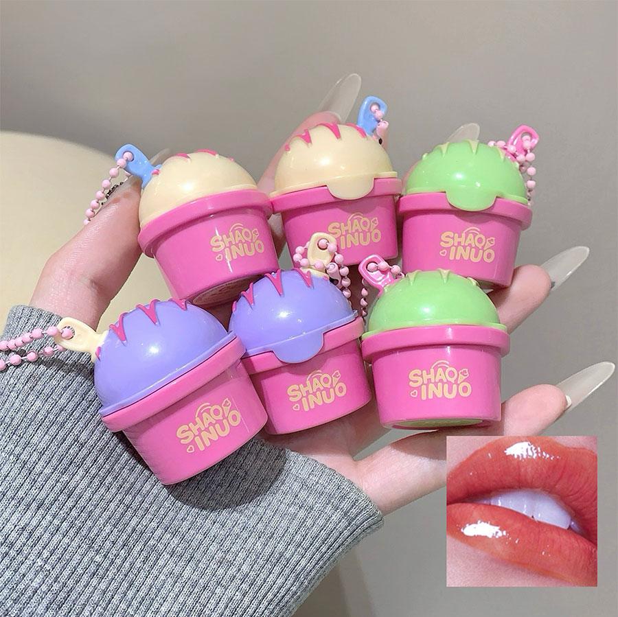 1pc Ice Cream Solid Lip Gloss, Lip Cosmetic, Hydrating and Long-Lasting, Natural Finish, Perfect for Holidays, Christmas, Halloween, Thanksgiving Gifts, Hydrating Lip Treatment