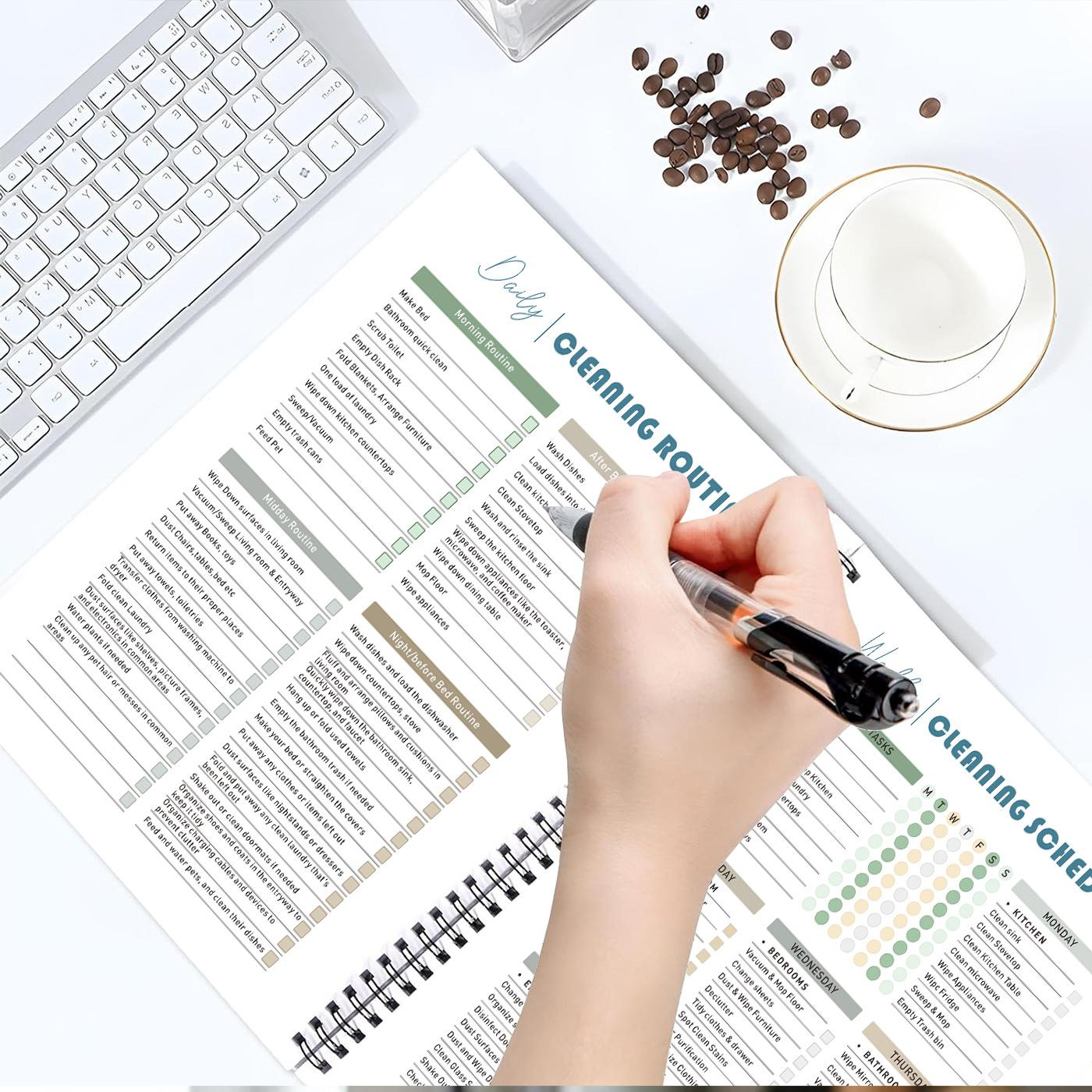 1pc ADHD Cleaning Planner Themed Academic Notebook, Decluttering Style - Floral-surrounded Text Title Pattern. Plan Specific Decluttering Tasks. Decluttering Notebook, Space Planning Notebook. Space Organization and Planning. 5.5x8.3 Inch Notebook