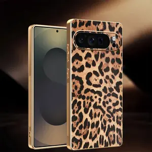 Luxury Leopard Print Phone Case for Google Pixel 10 Pro Xl, Durable PC Back Cover, Electroplated Tpu Edges, Scratch Resistant, Seamless Fit