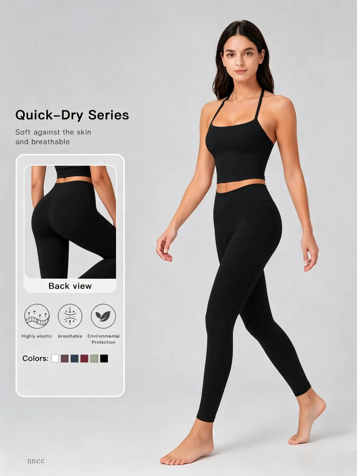 Women's Two-Piece Sports Set, Quick-Dry Breathable High-Elastic Tank Top and High-Waist Yoga Pants, Casual Home Wear