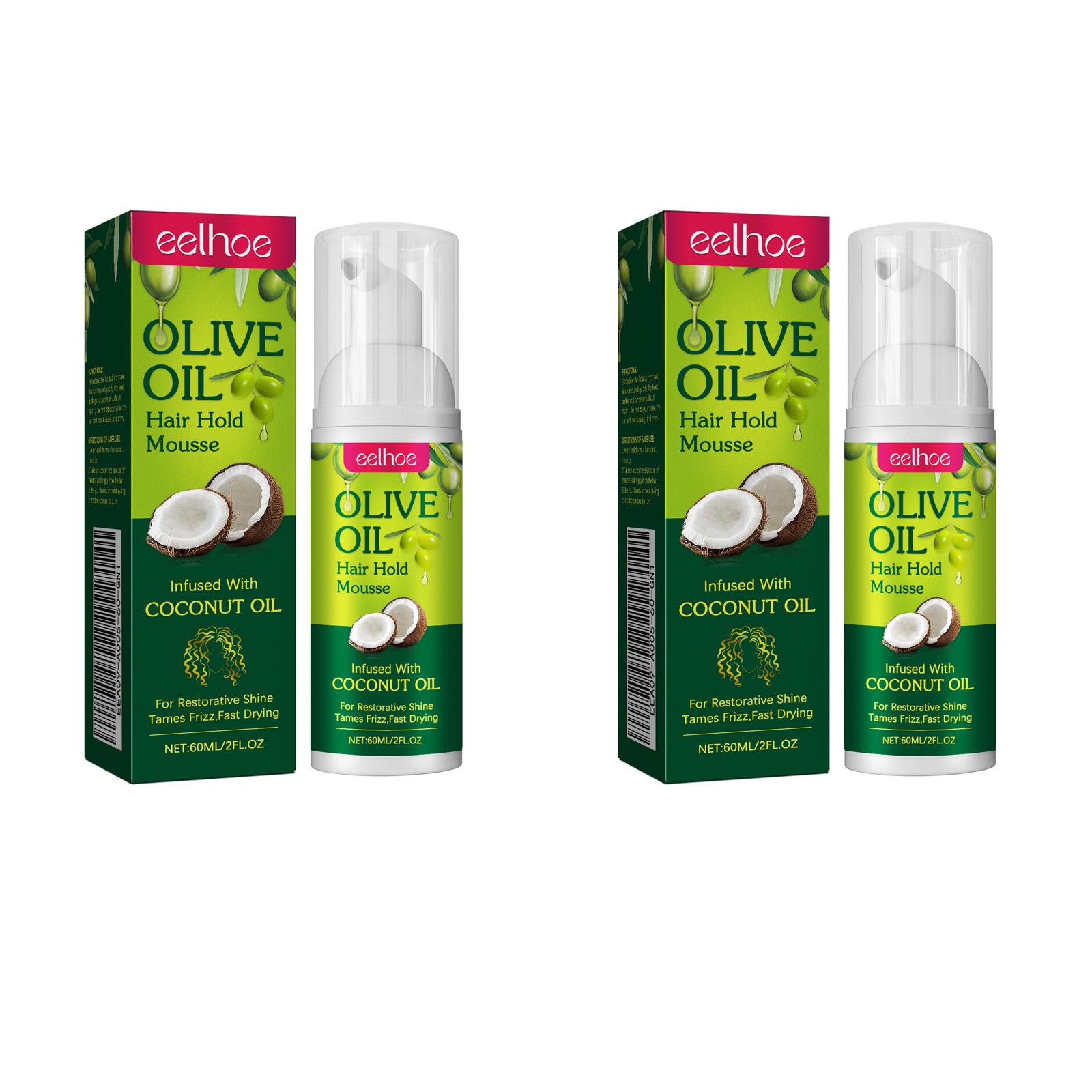 Olive Oil Hair Styling Mousse 2 Pack, Curl Hold Moisturizing, Long-Lasting Anti-Frizz, Protective Curl Shaping Mousse