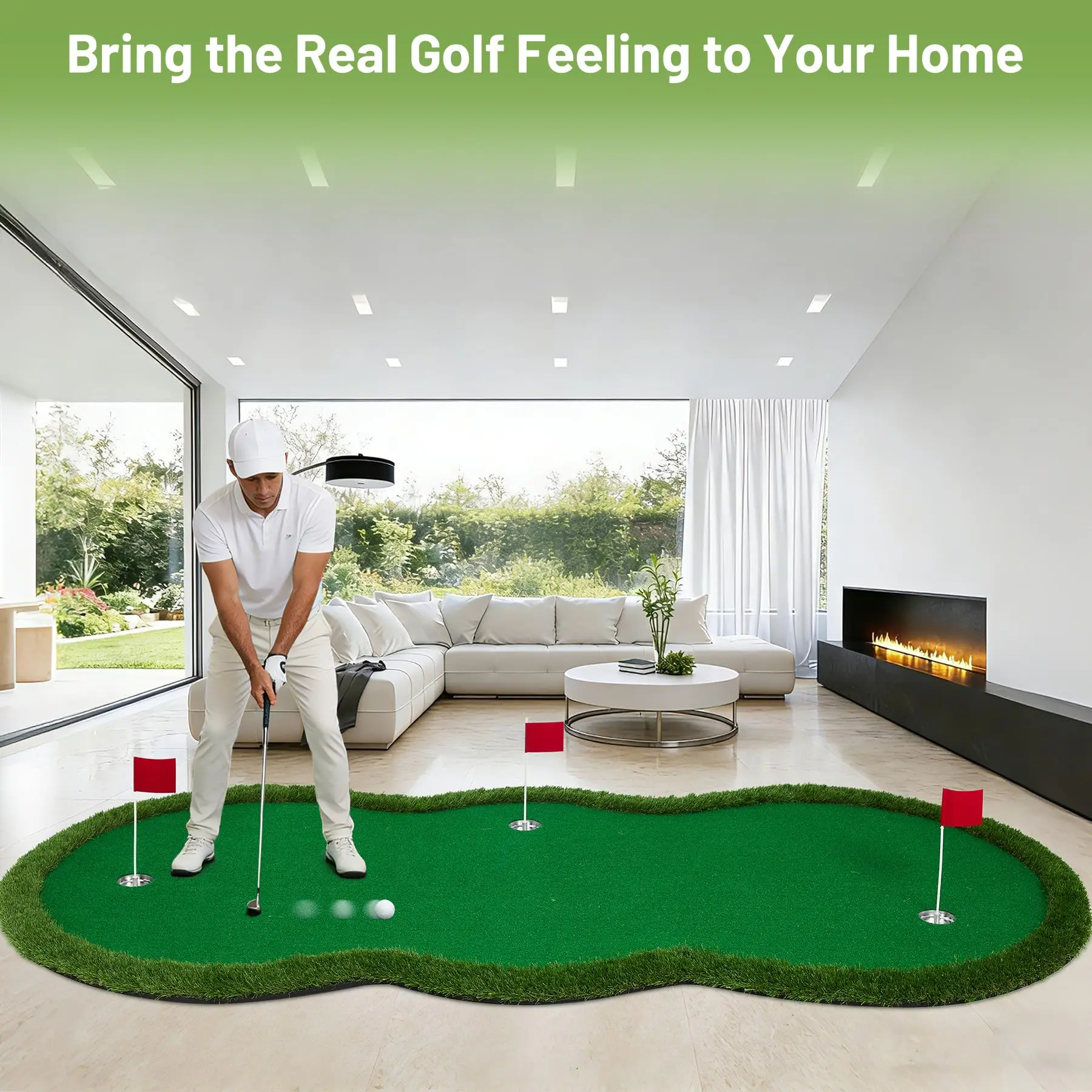 Golf Putting Green Mat 10x5FT – Thick EVA Base Indoor & Outdoor Golf Training Mat